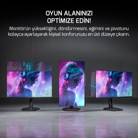 GAMEPOWER 24" LUNIS L10 FLAT 165Hz 1Ms IPS FHD Pivot Gaming Monitör (Sıfır Ölü Piksel Garantili)